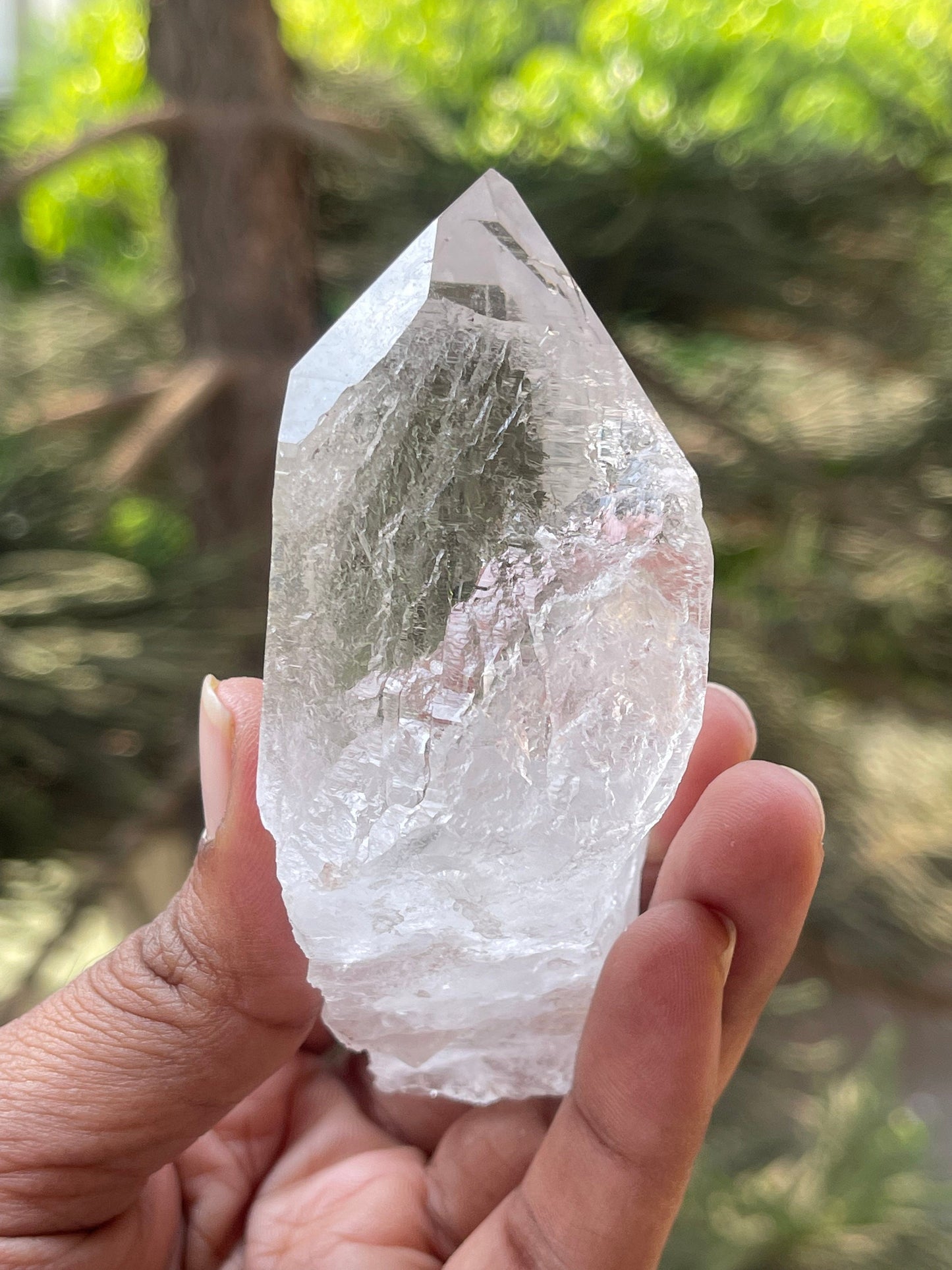 Water clear Himalayan quartz crystal with black rutile Himachal Pradesh kullu