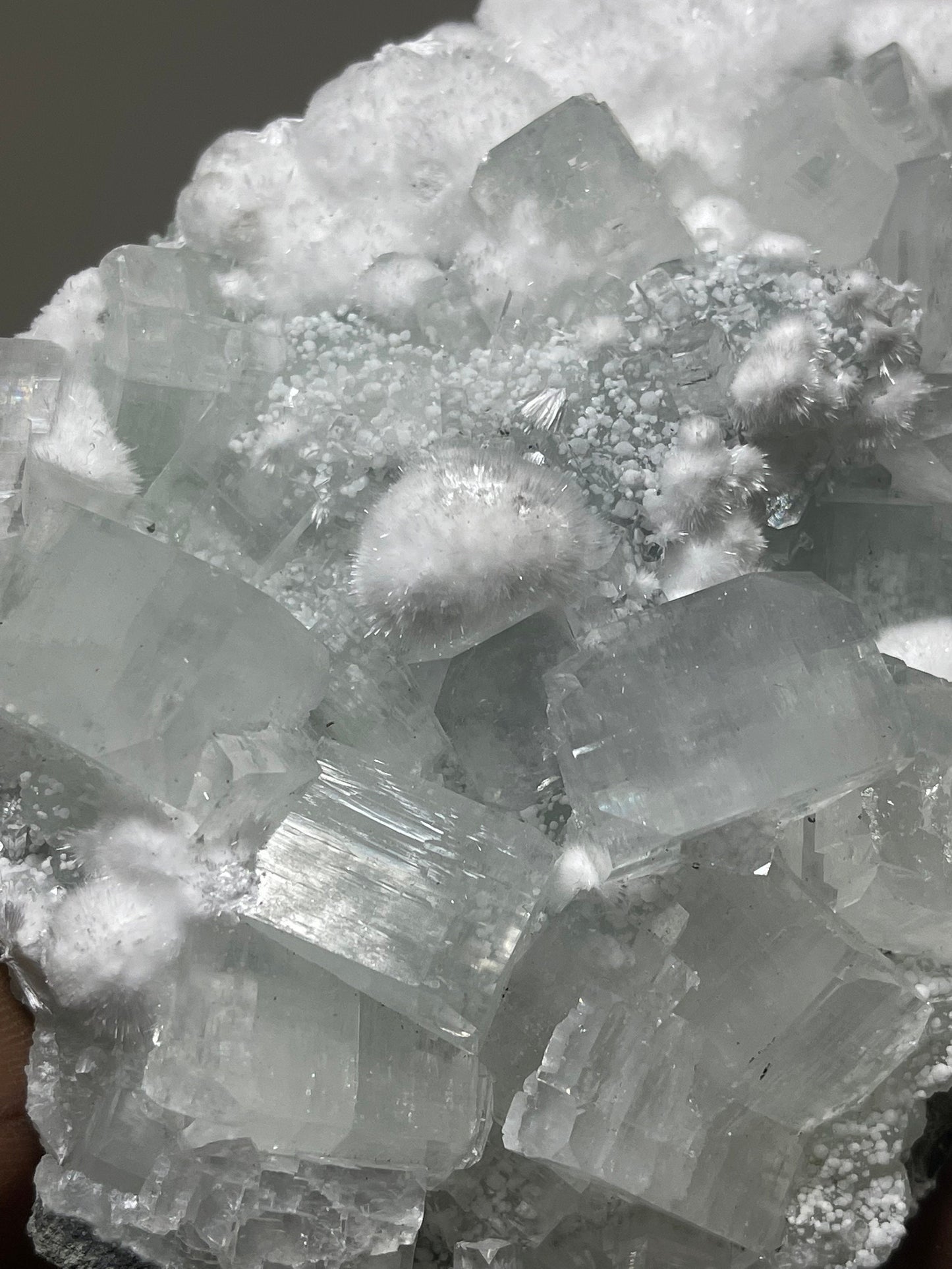Okenite ball with apophyllite crystals