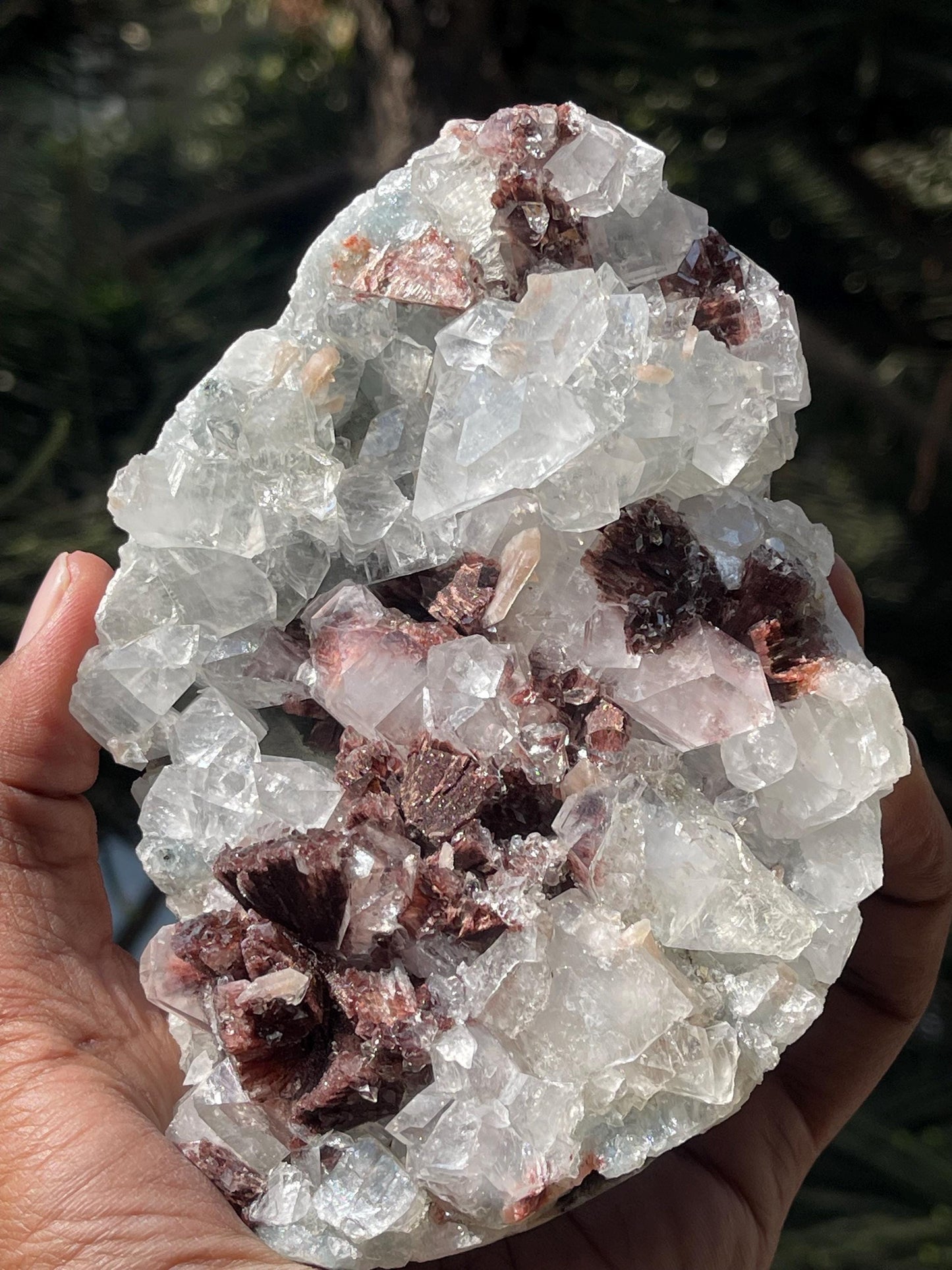 brown heulandite crystal with apophyllite and stilbite
