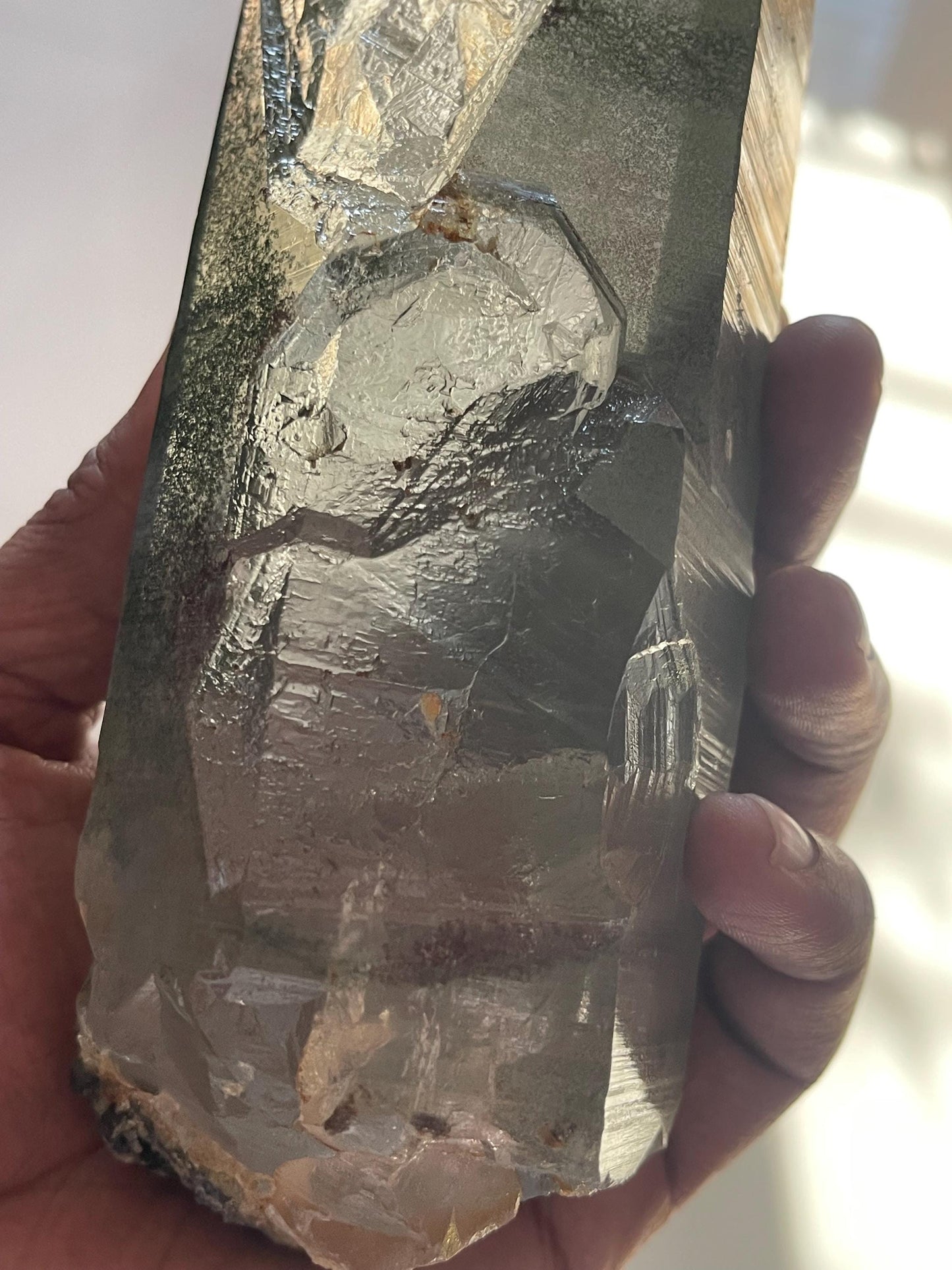 big size of Himalayan crystal inside green phantom inclusions