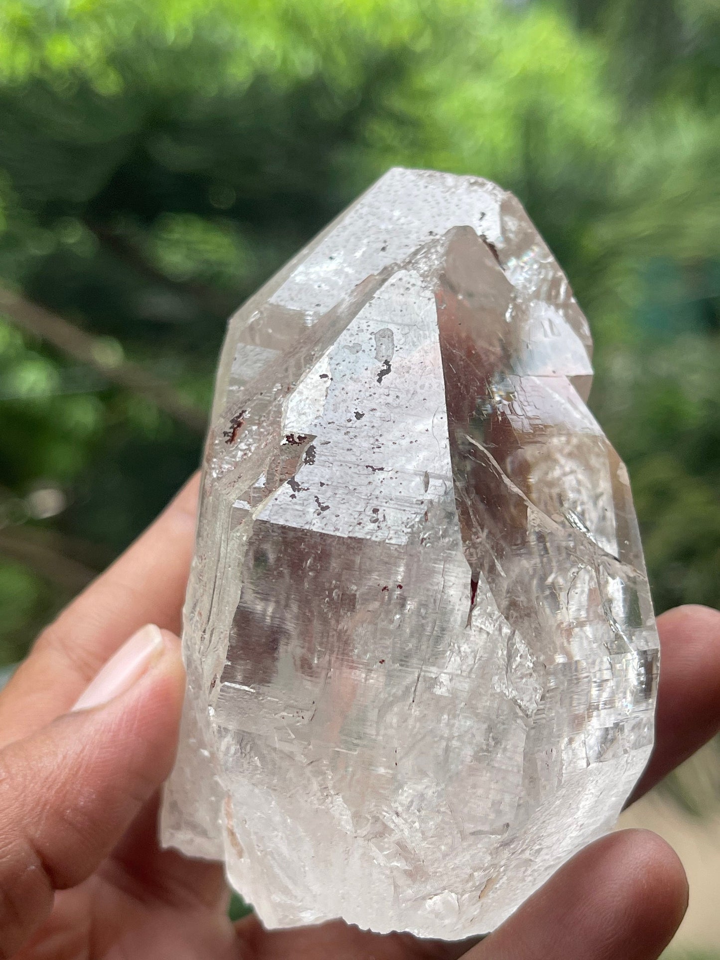 Twin clear cathedral quartz crystal