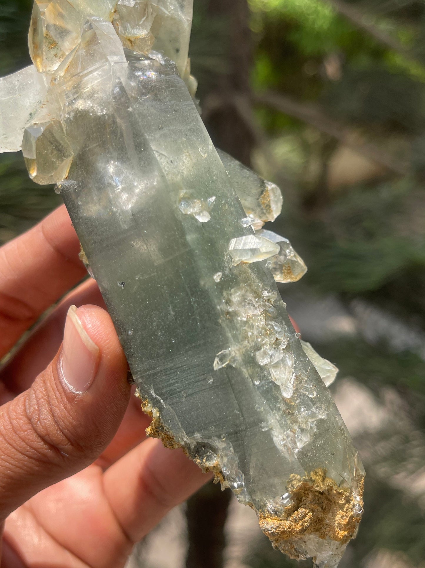 Himalayan quartz, double terminated crystal with chlorite