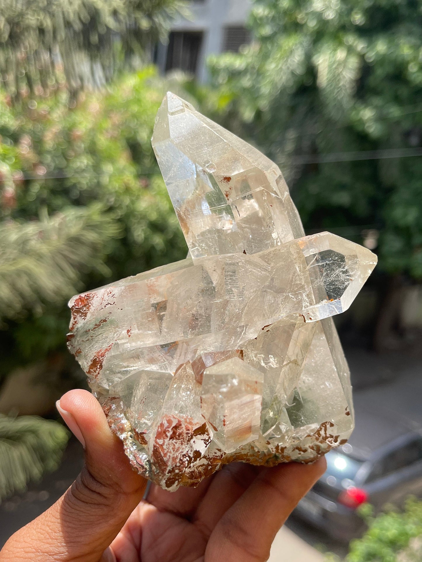 Amazing formation of clear Himalayan quartz crystal inside phantom