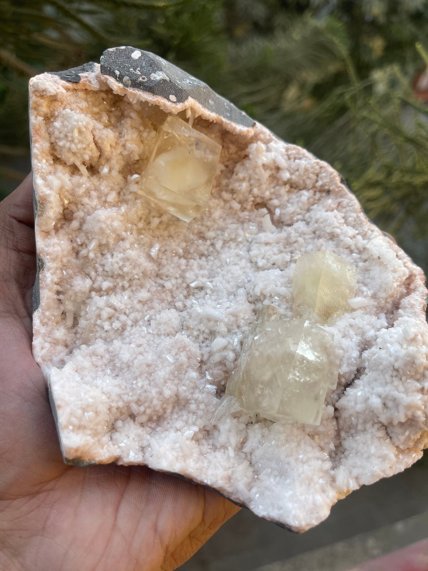Untouch cubical calcite on orange heulandite matrix mineral specimen