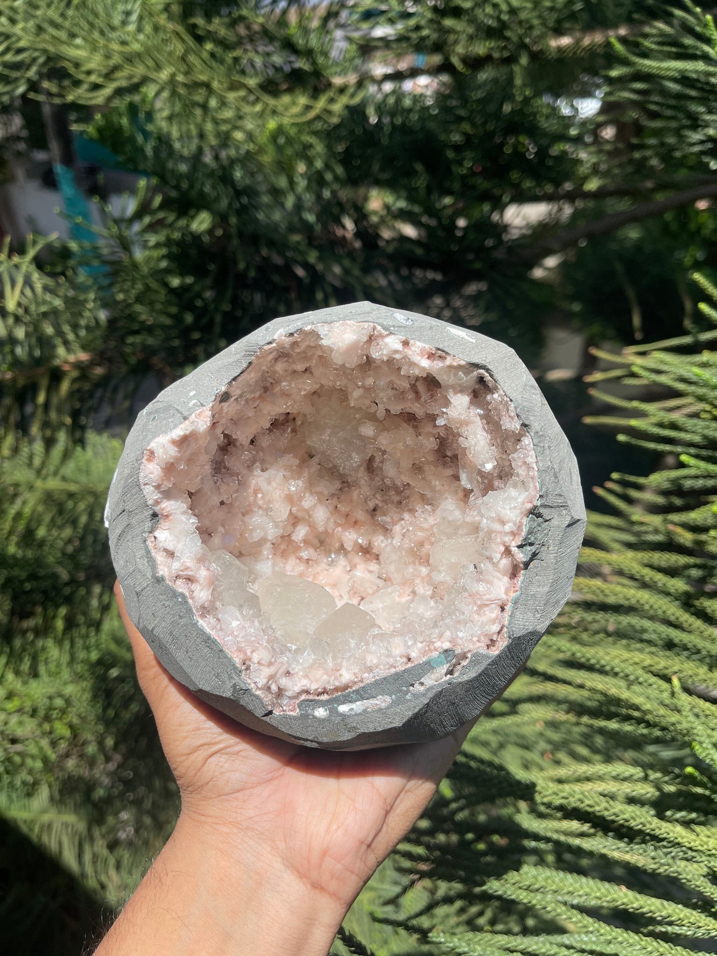 Orange heulandite patel’s with apophyllite crystals geode natural minerals