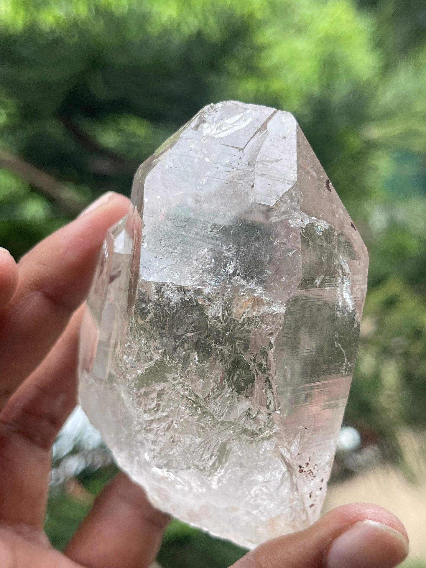 Twin clear cathedral quartz crystal