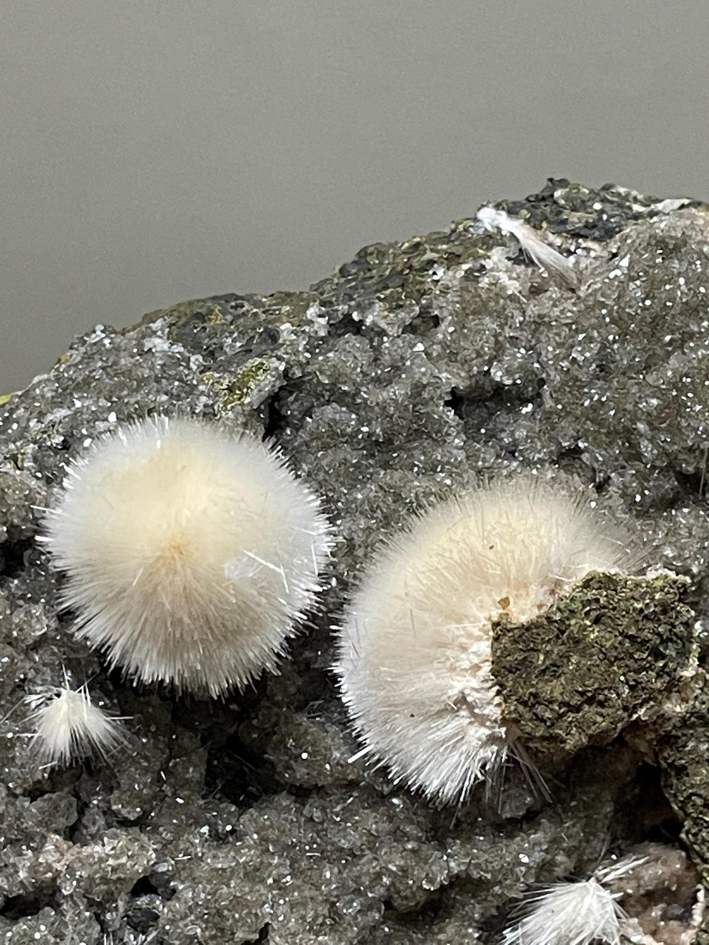 Mesolite flower on black chalcedony matrix natural specimen