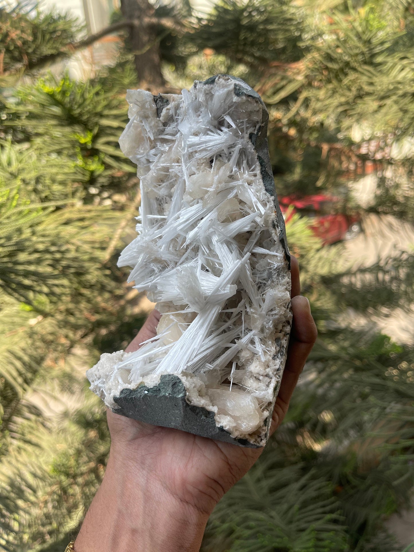 Shiney scolecite spray with stilbite/heulandite base