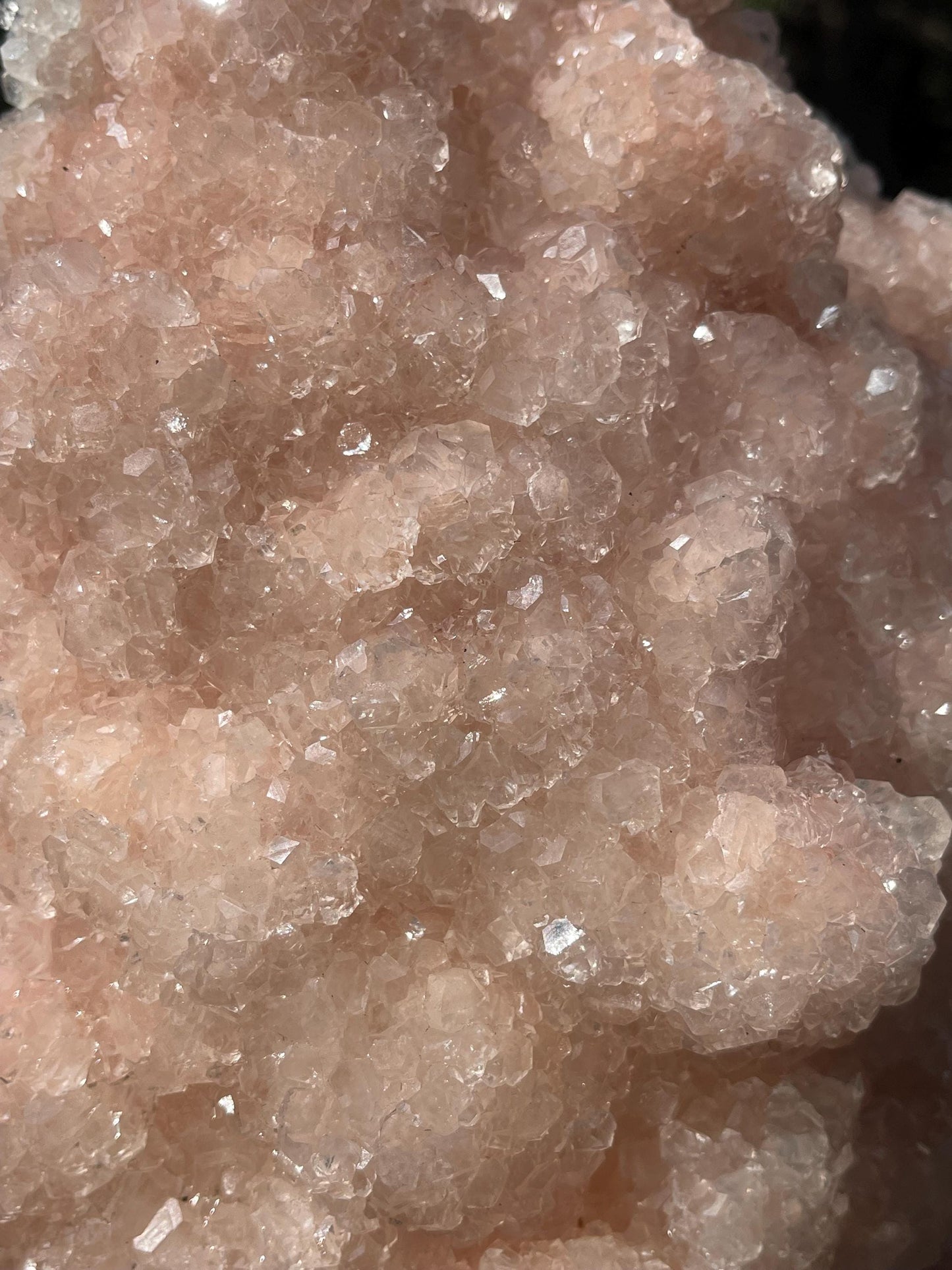 glossy pink apophyllite mineral specimen