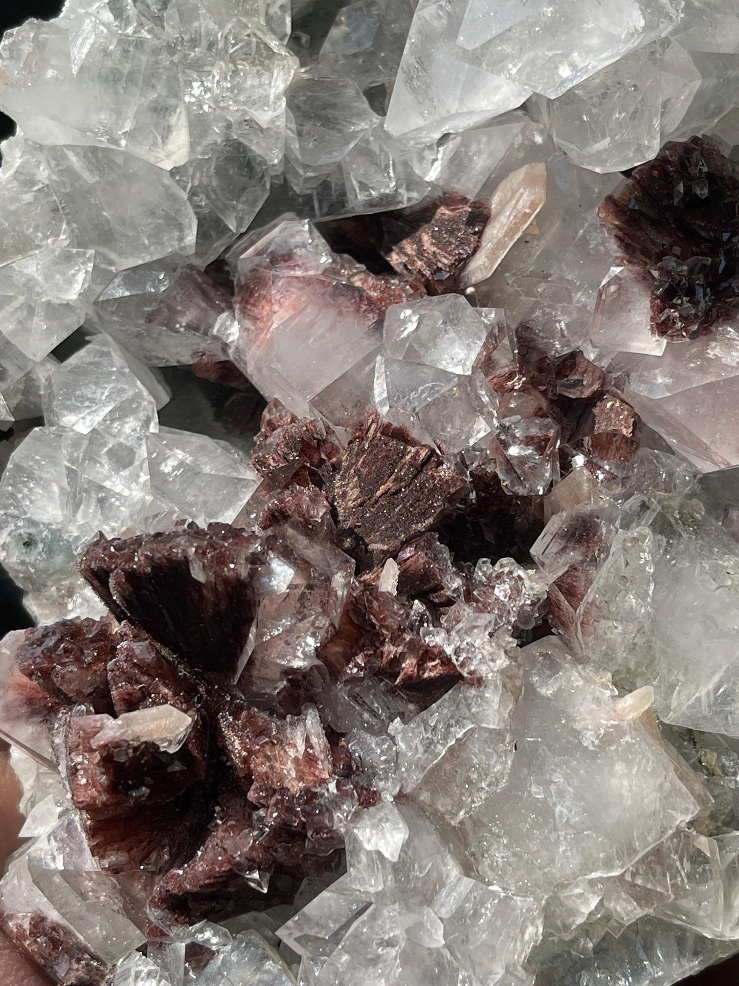 brown heulandite crystal with apophyllite and stilbite