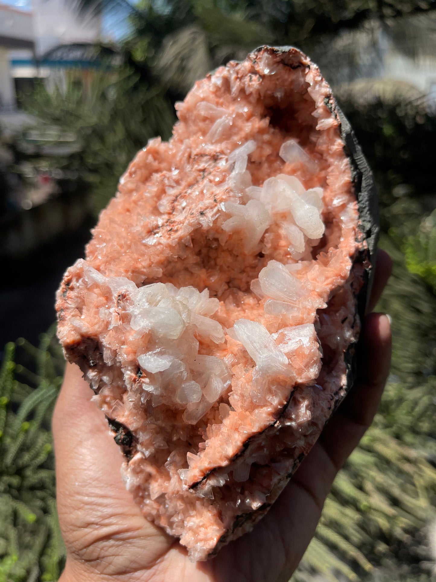 Orange heulandite crystal with stilbite