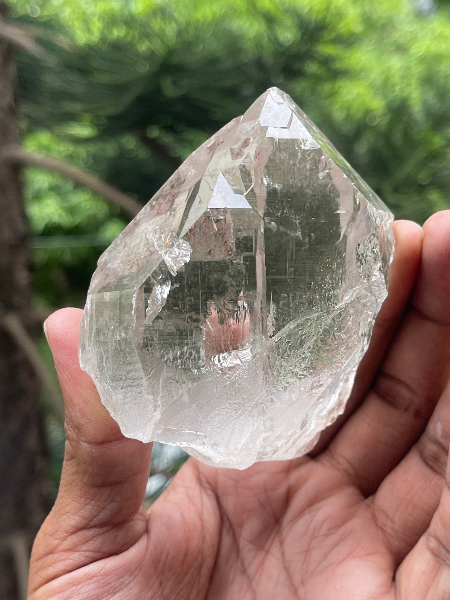 Twin clear cathedral quartz crystal