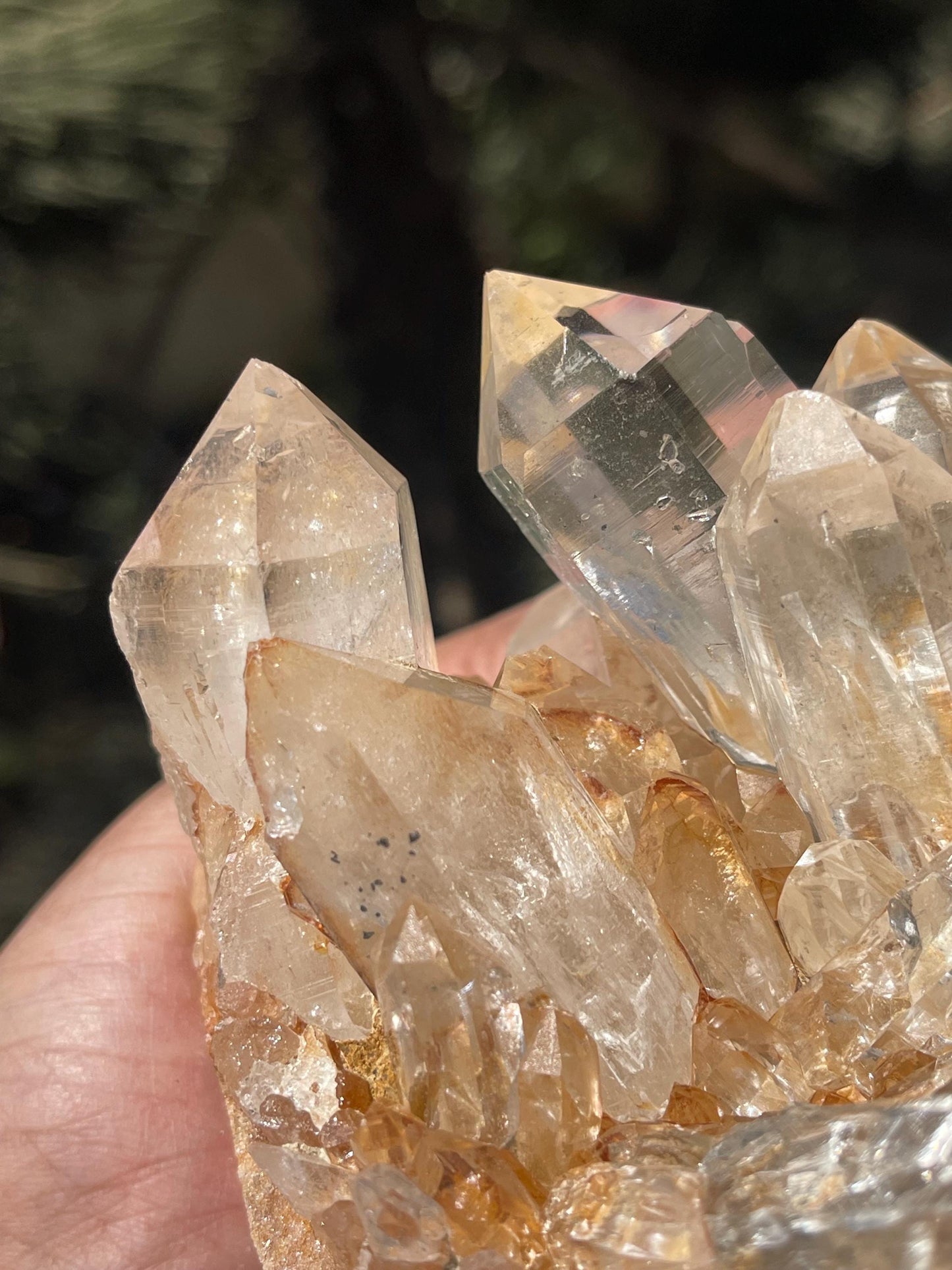 clear Himalayan cathedral crystal on matrix