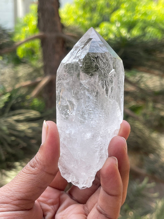Water clear Himalayan quartz crystal with black rutile Himachal Pradesh kullu
