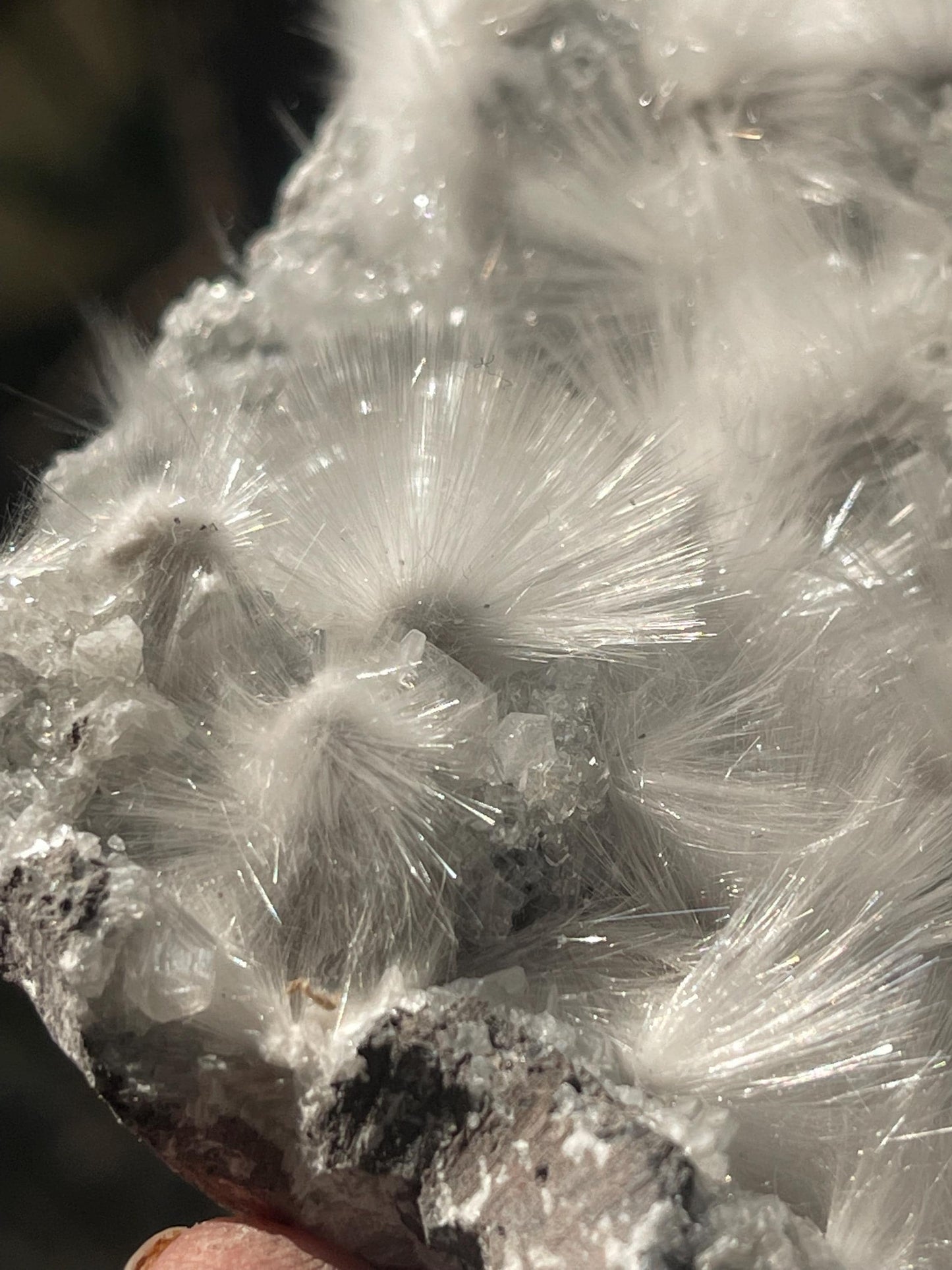 new find mesolite flowers on heulandite matrix