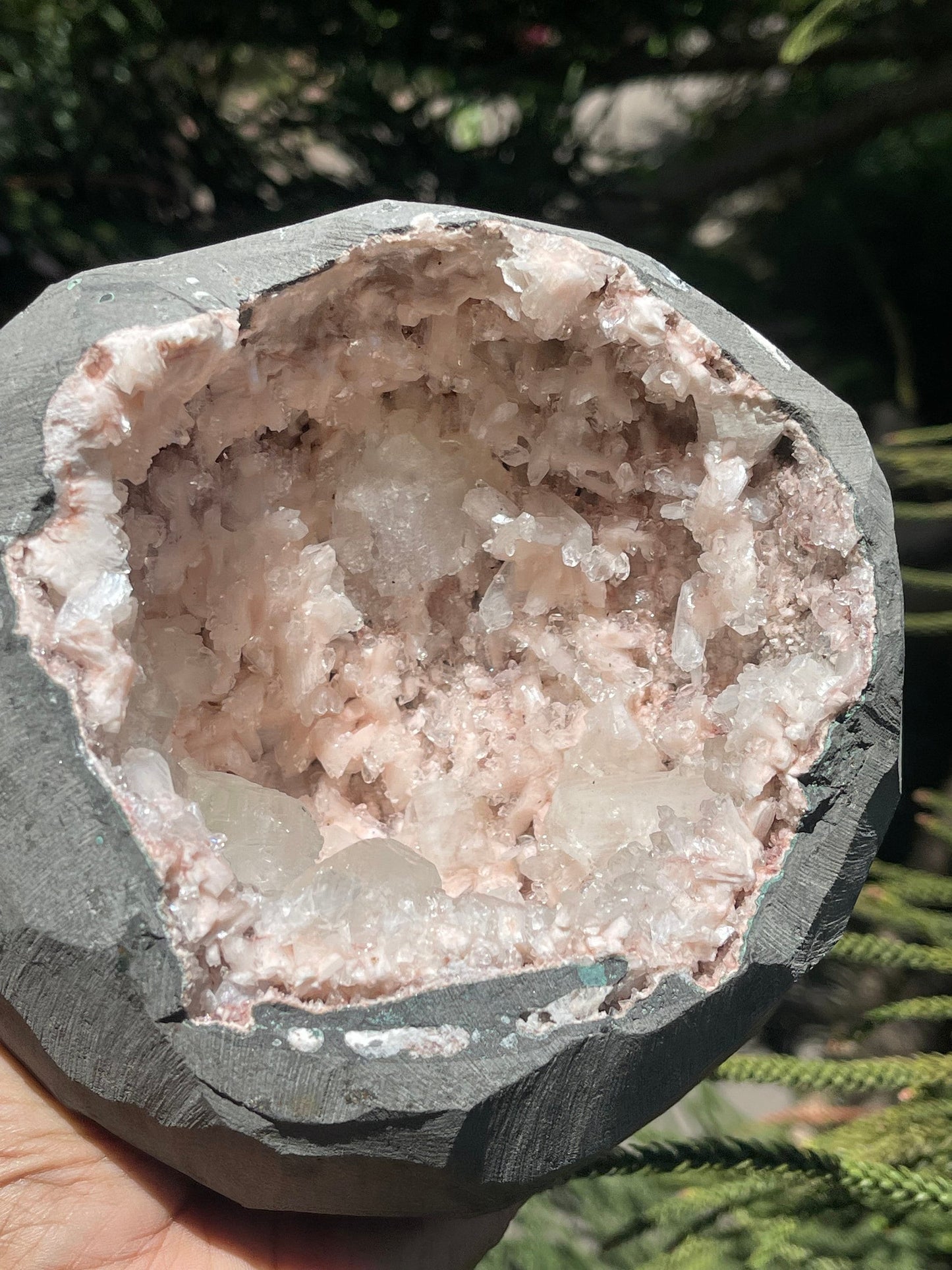 Orange heulandite patel’s with apophyllite crystals geode natural minerals