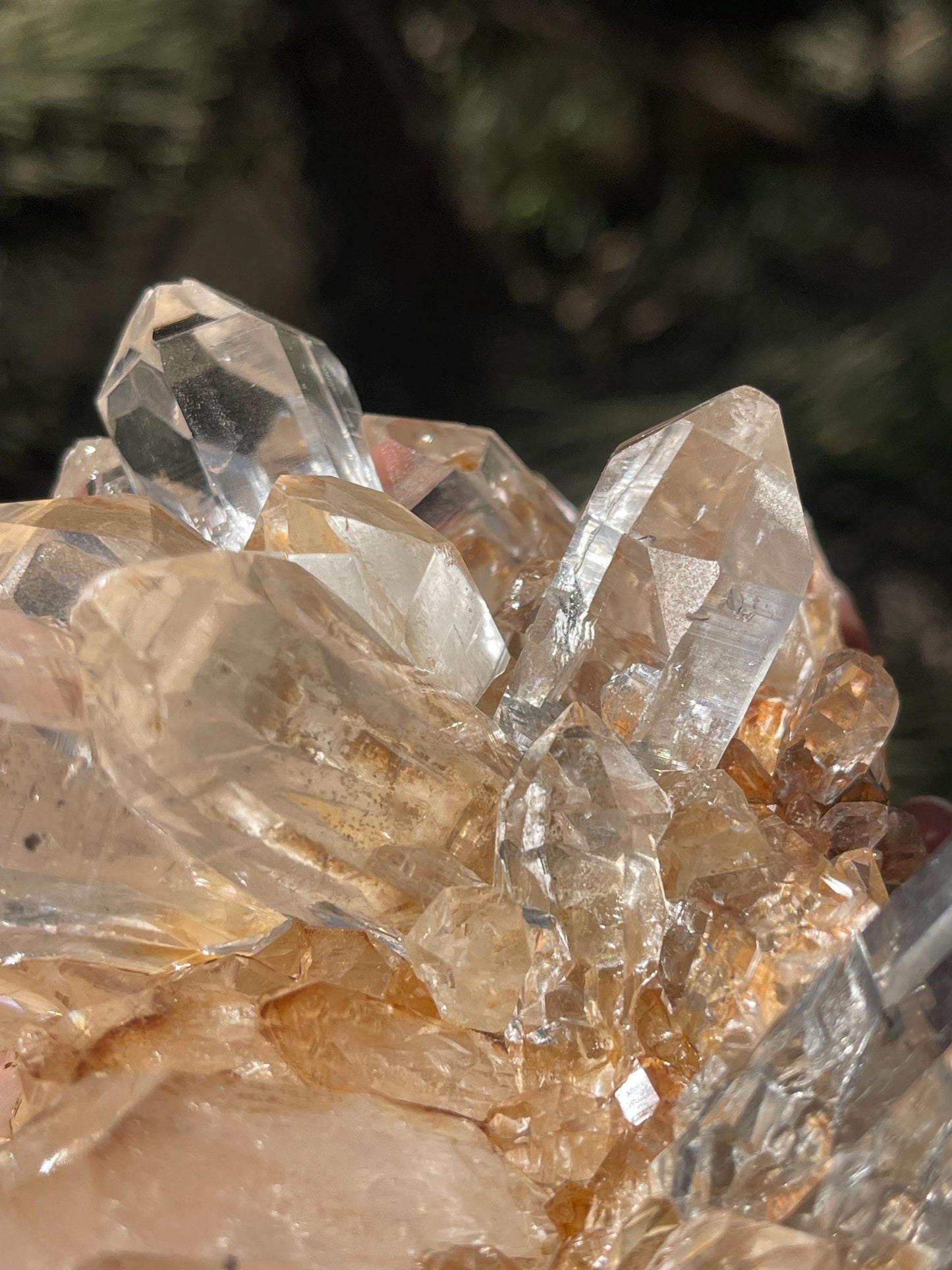 clear Himalayan cathedral crystal on matrix