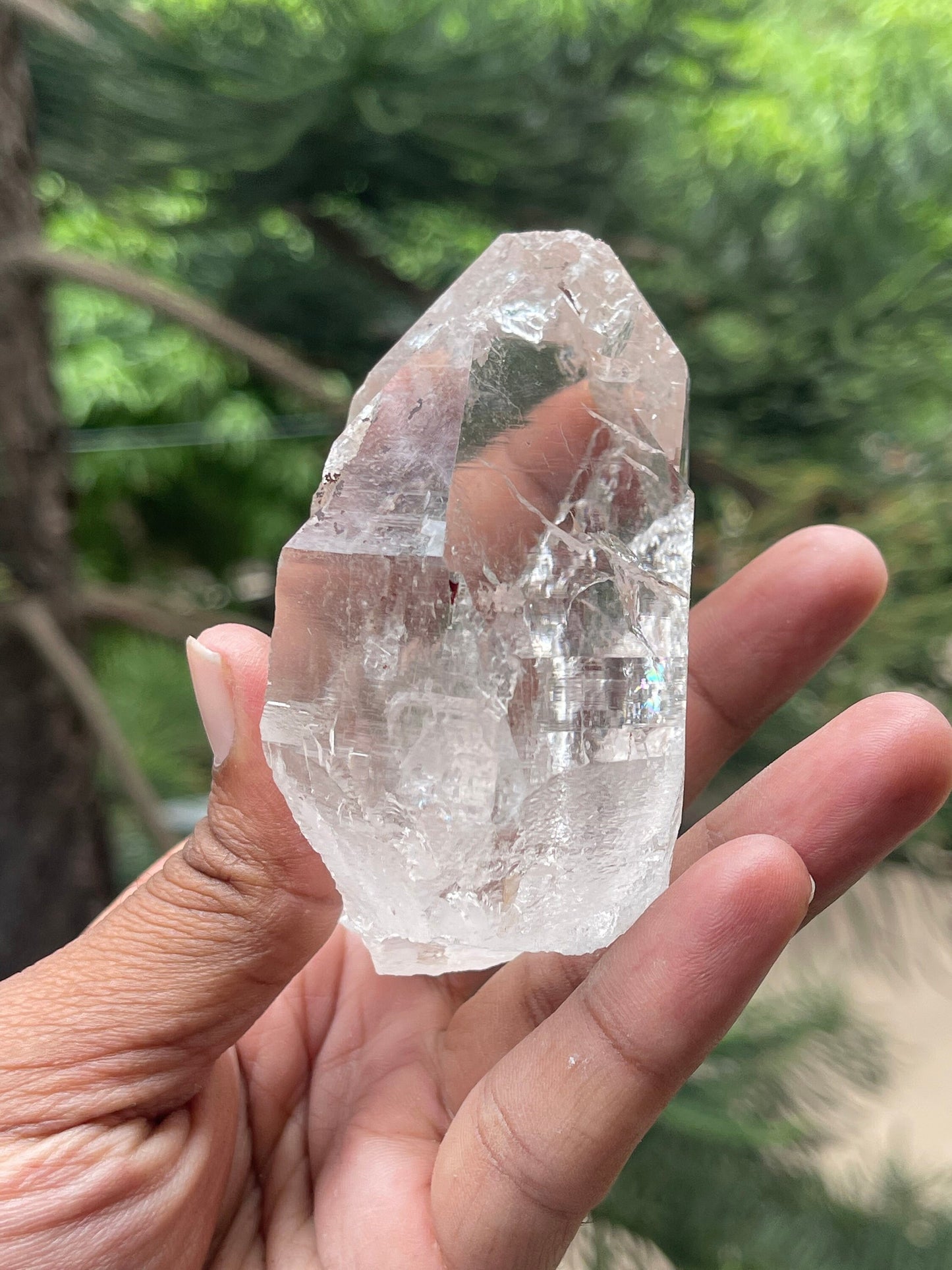 Twin clear cathedral quartz crystal
