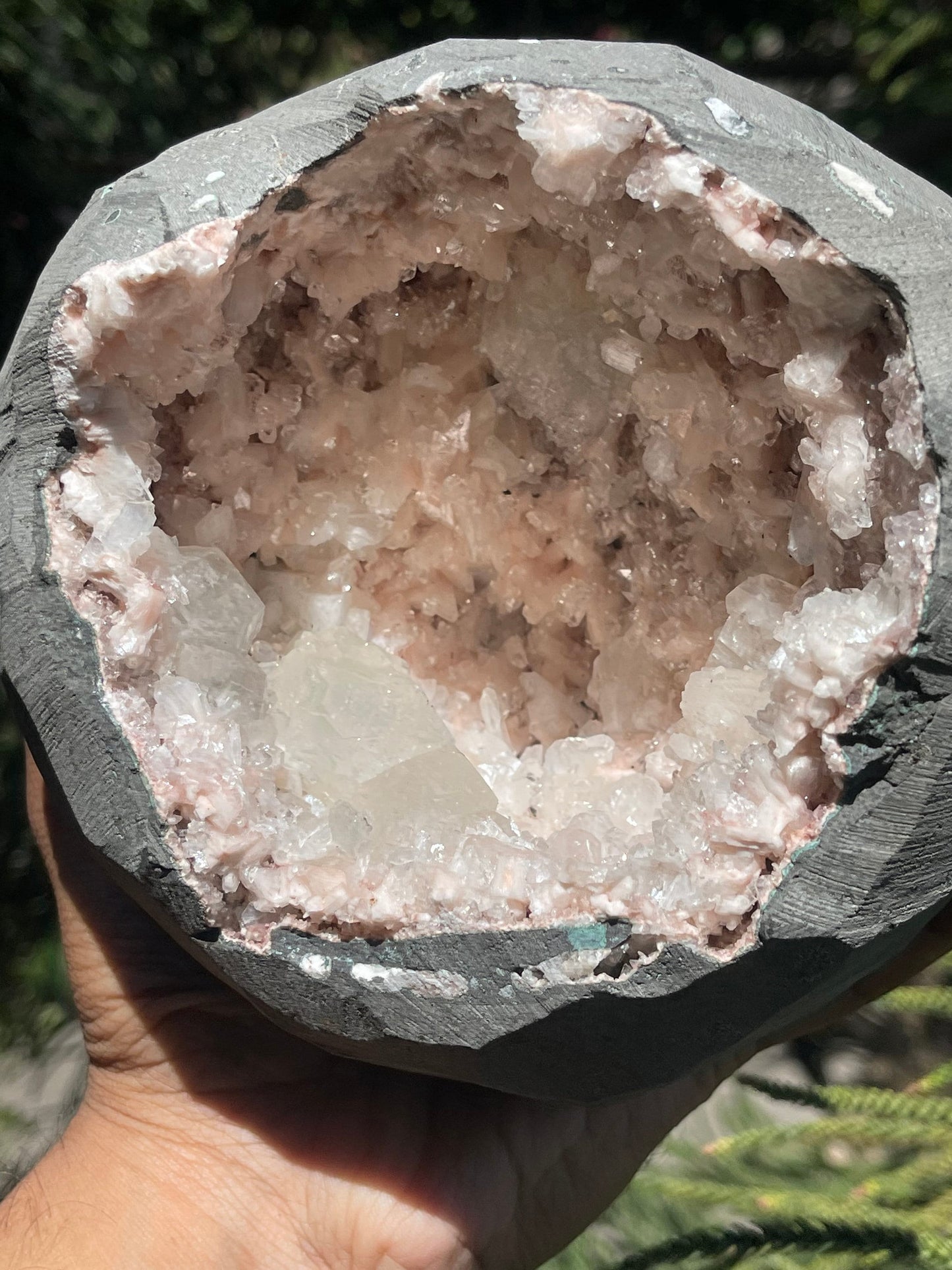 Orange heulandite patel’s with apophyllite crystals geode natural minerals