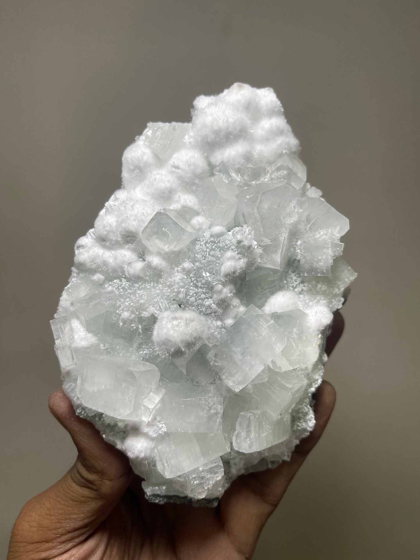 Okenite ball with apophyllite crystals