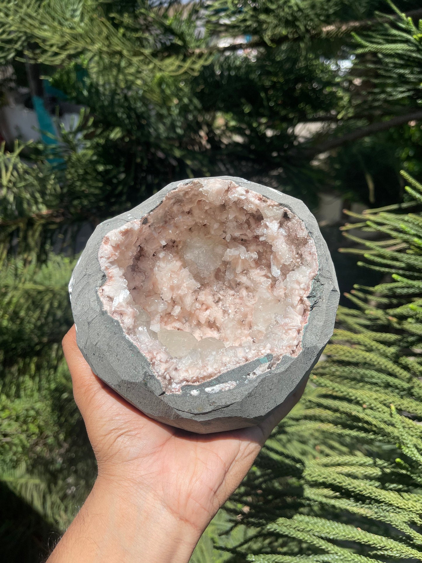 Orange heulandite patel’s with apophyllite crystals geode natural minerals