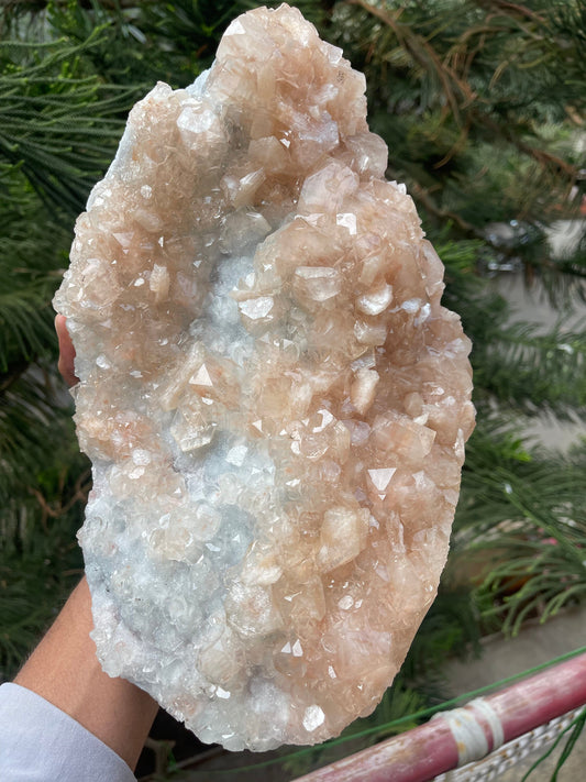 Pink apophyllite with stilbite on chalcedony base #pink