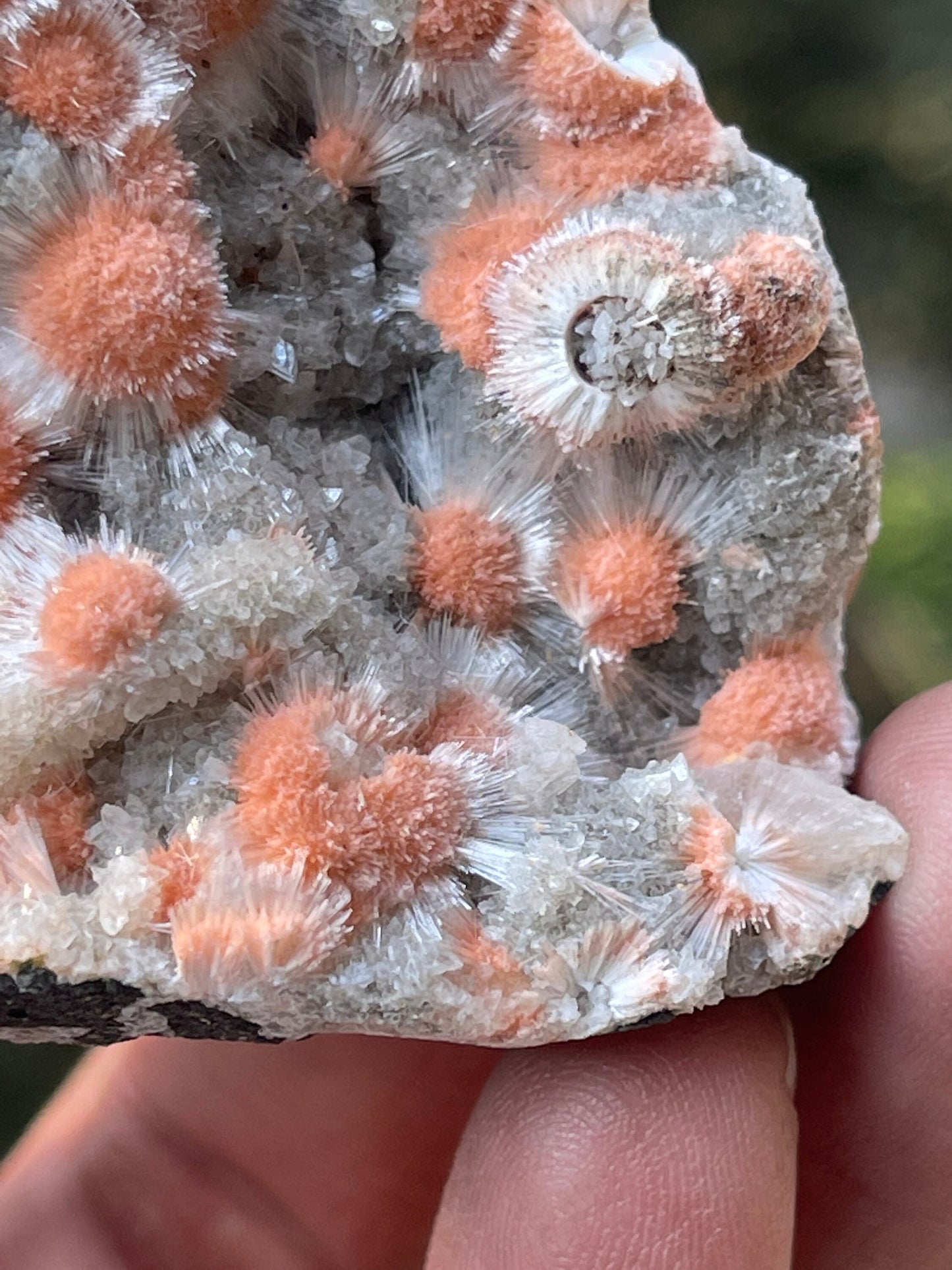 Orange mesolite crystal on heulandite matrix