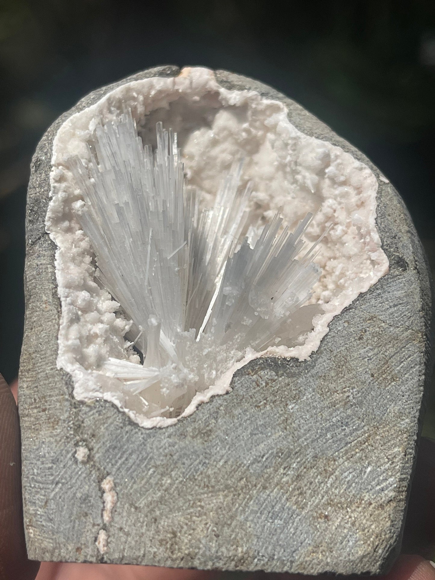 Scolecite pray  inside geode