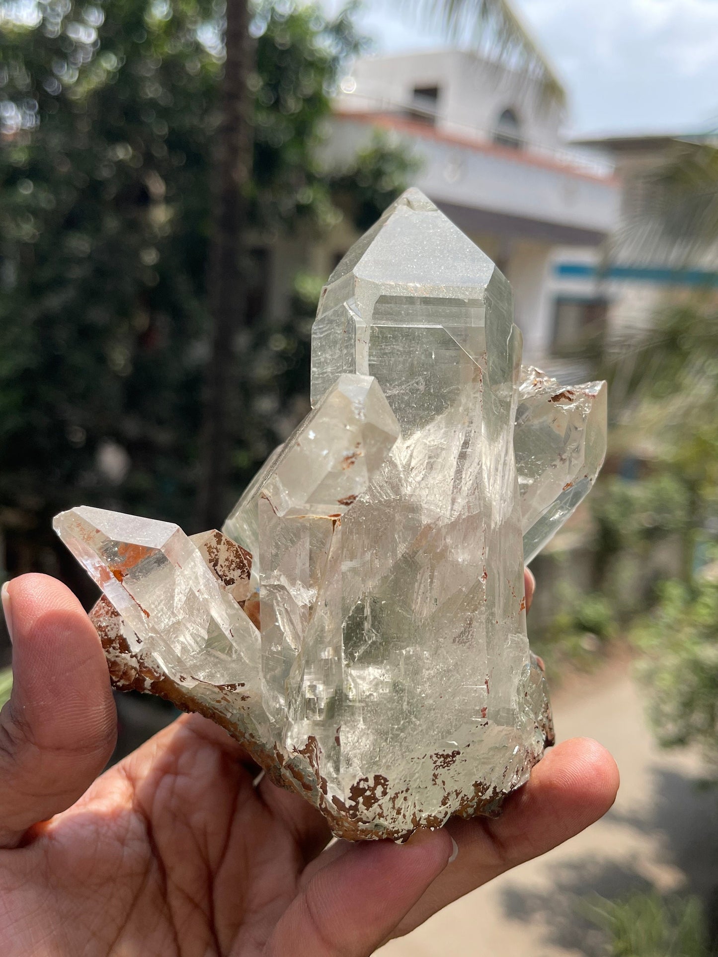 Amazing formation of clear Himalayan quartz crystal inside phantom