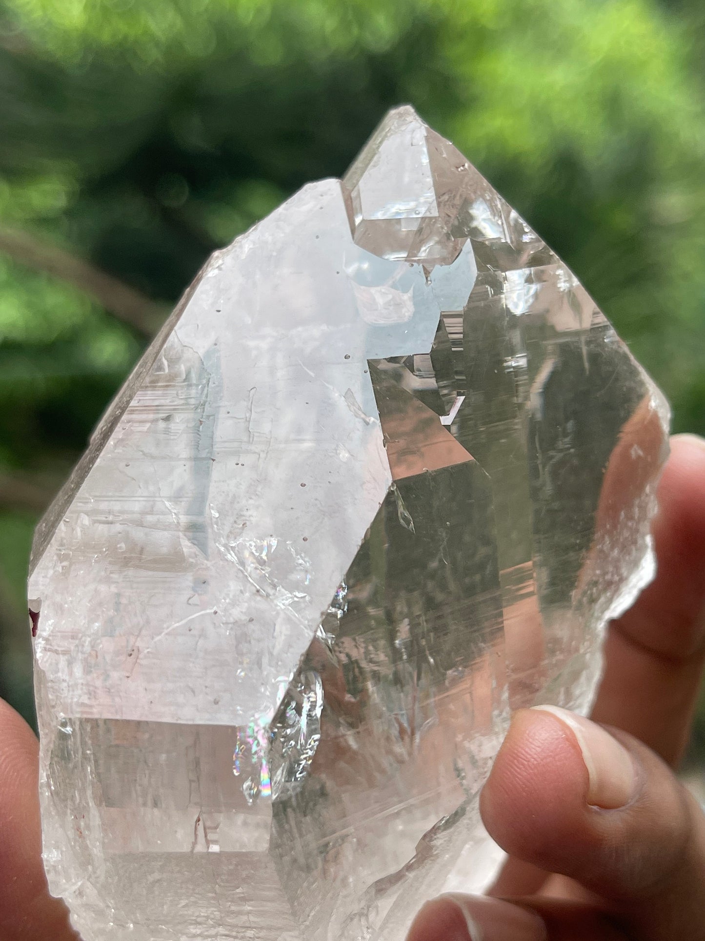 Twin clear cathedral quartz crystal