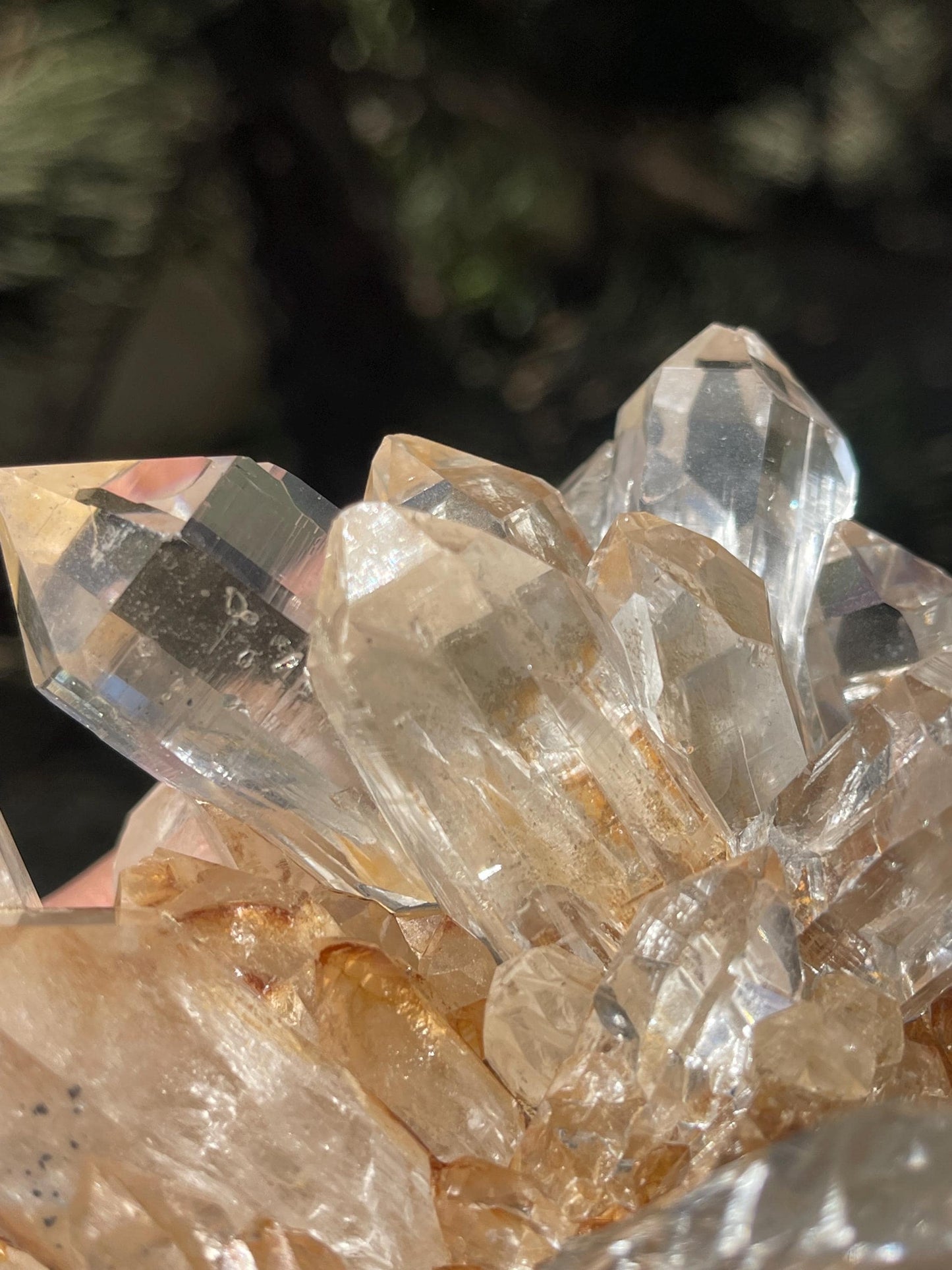 clear Himalayan cathedral crystal on matrix