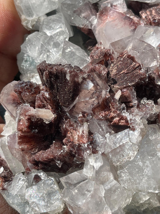 brown heulandite crystal with apophyllite and stilbite