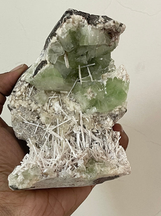 Green apophyllite with scolecite natural mineral specimens