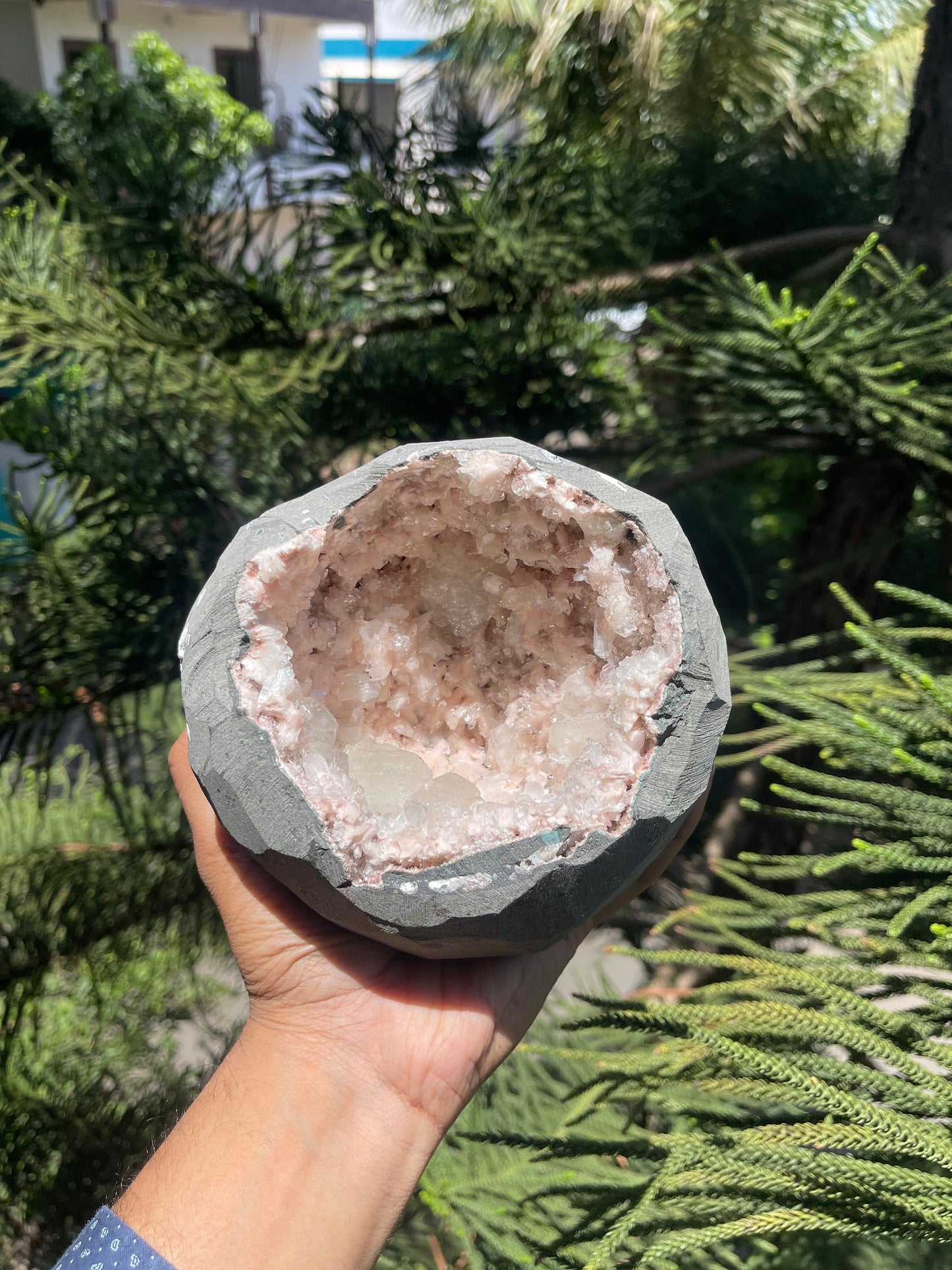 Orange heulandite patel’s with apophyllite crystals geode natural minerals