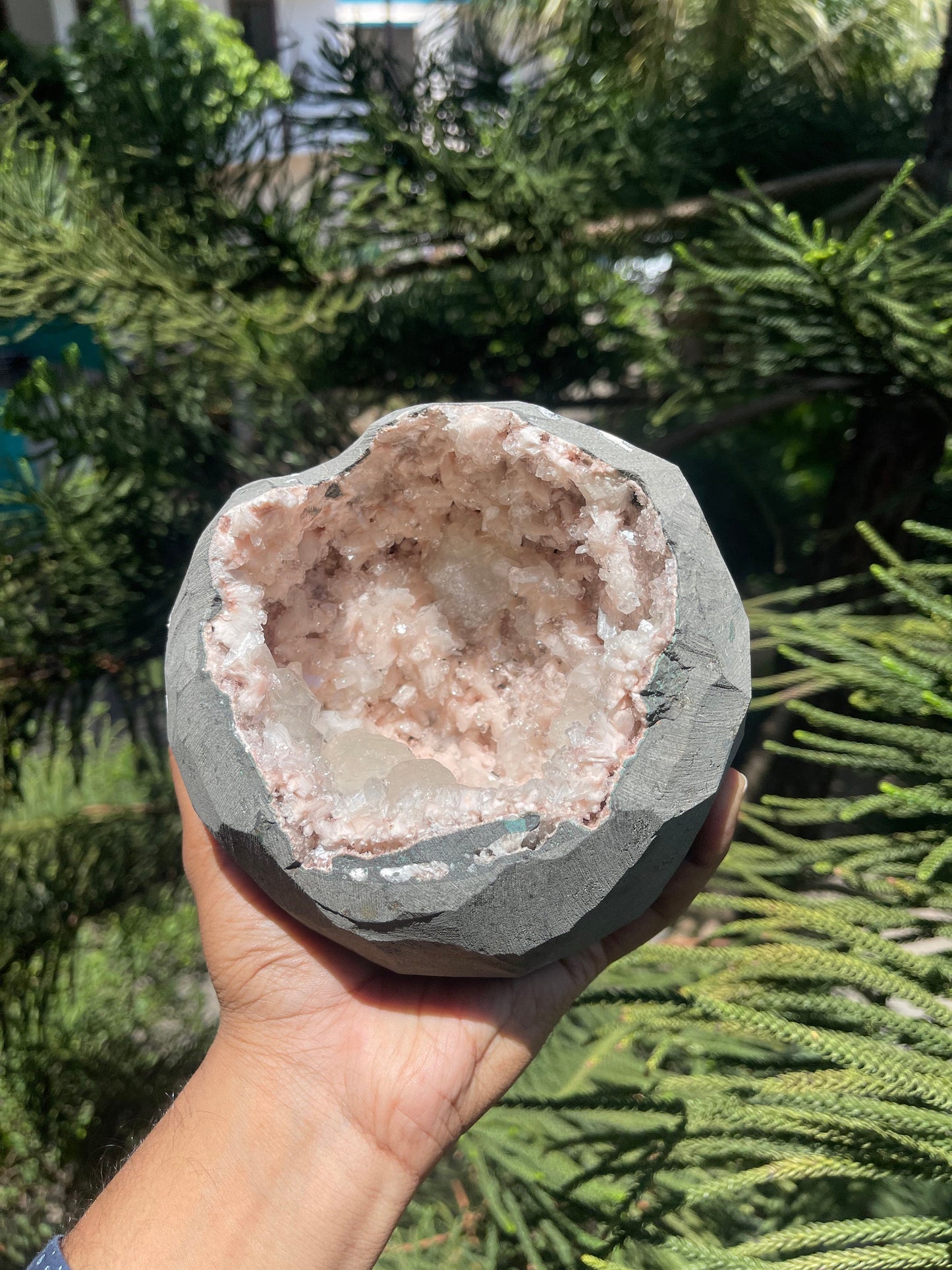 Orange heulandite patel’s with apophyllite crystals geode natural minerals