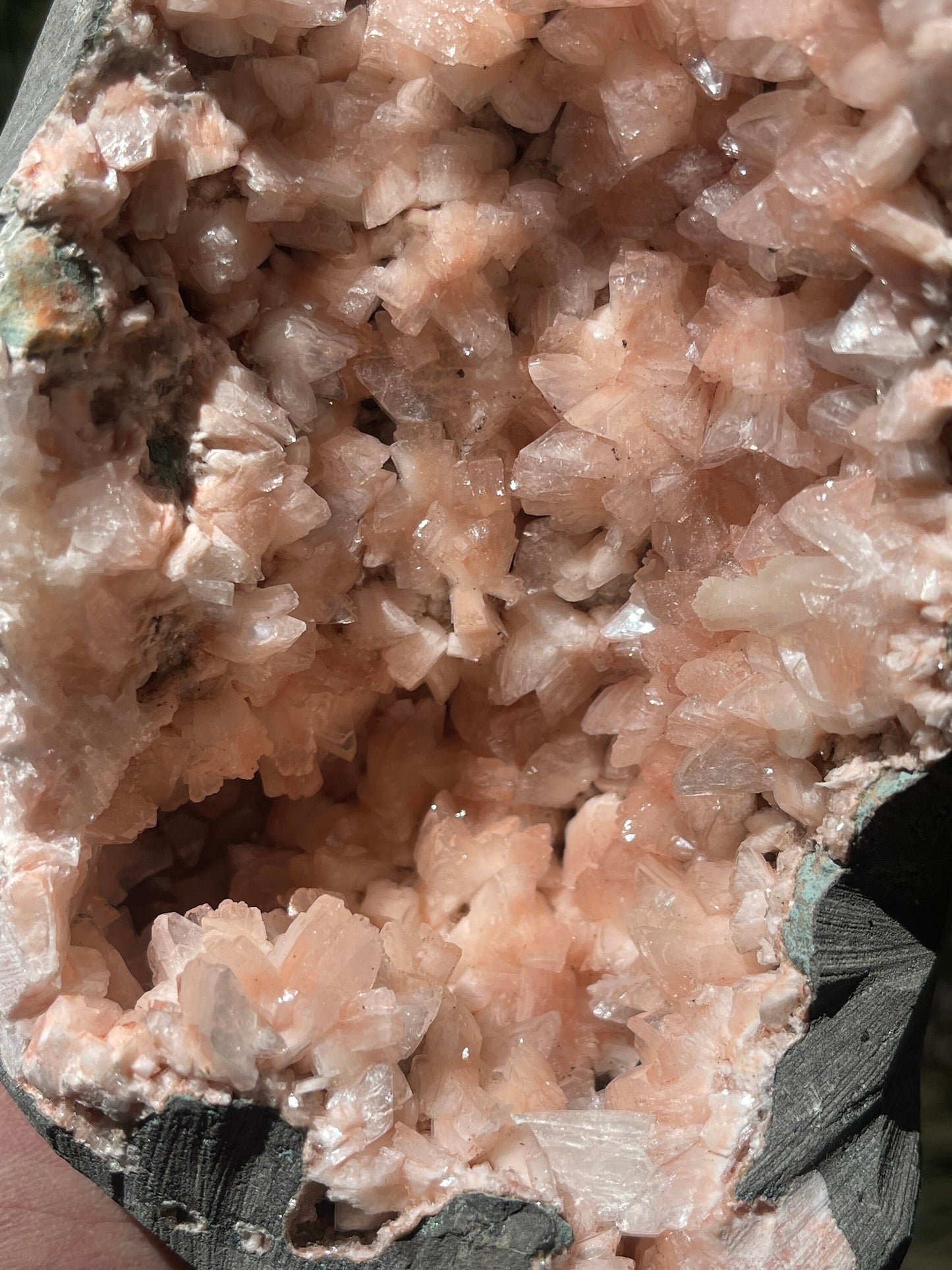 Orange heulandite crystal geode