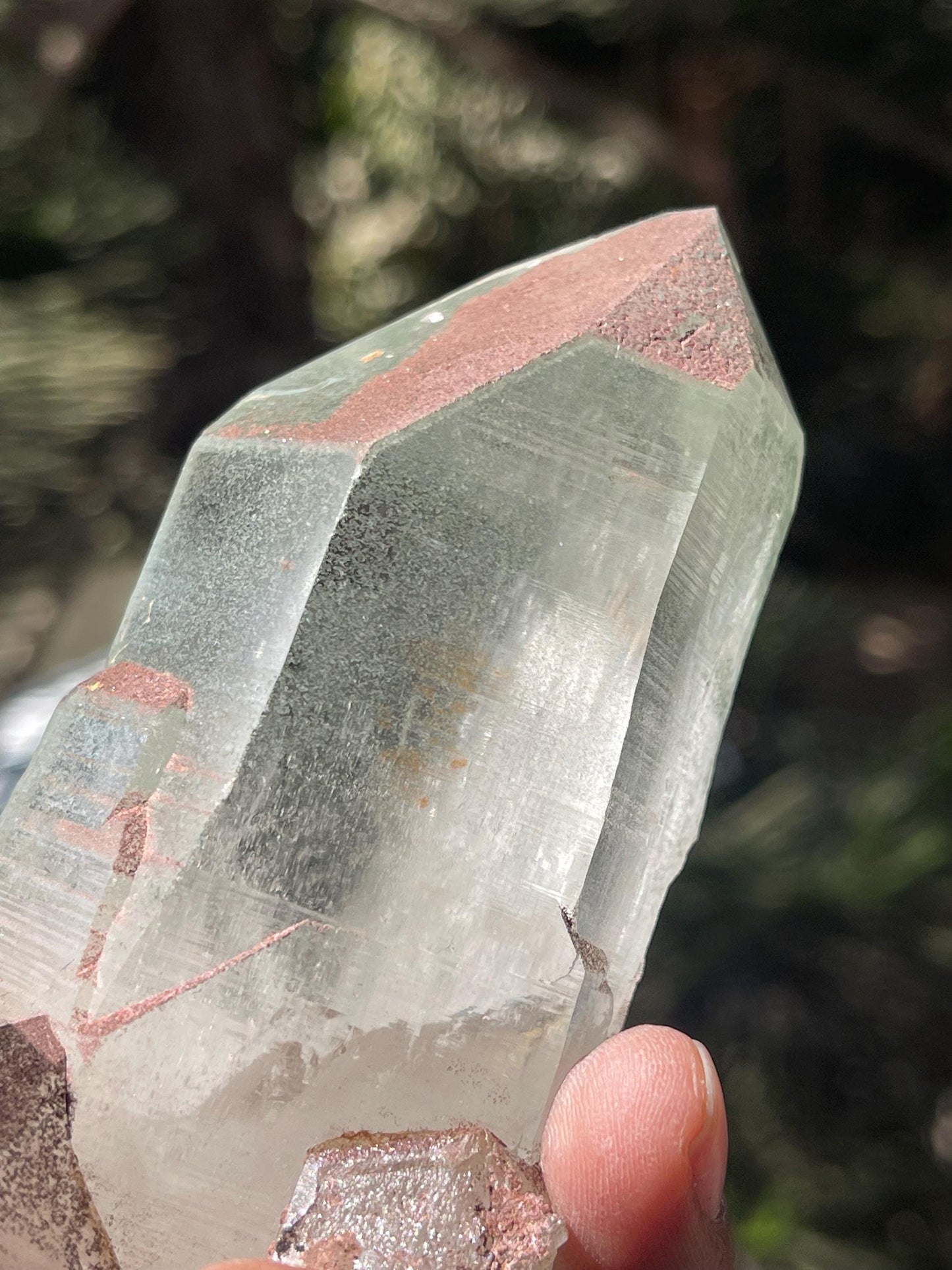 Twinned Himalayan Quartz Crystal with Green Phantom Inclusion