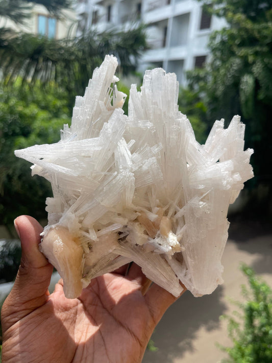 Scolecite crystal with stilbite