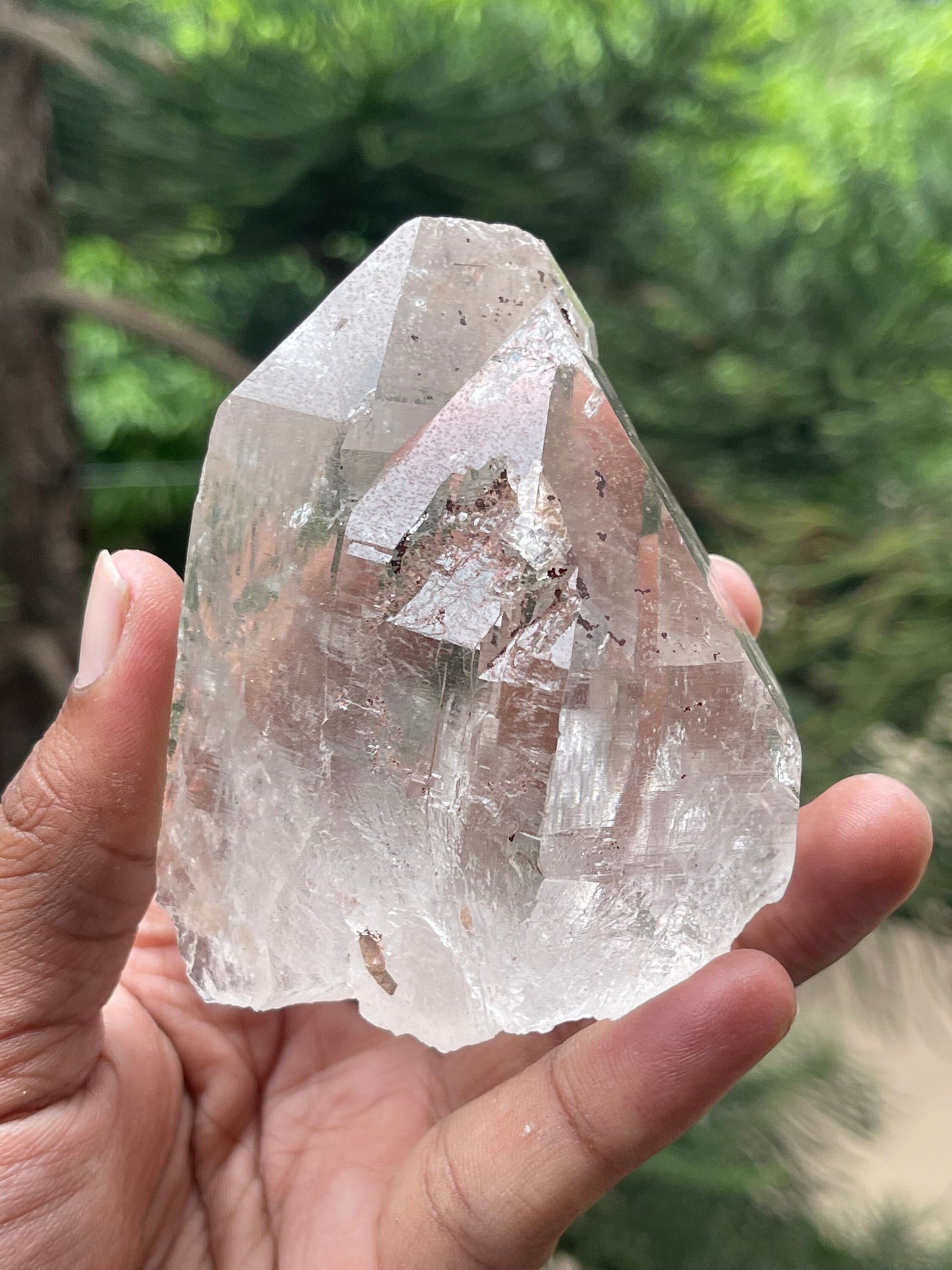 Twin clear cathedral quartz crystal