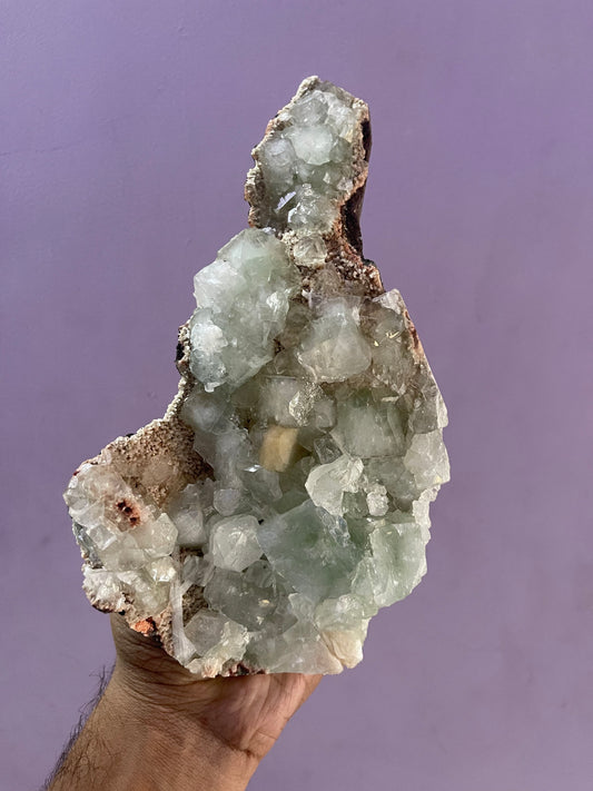 Green apophyllite with stilbite and scolecite on heulandite matrix