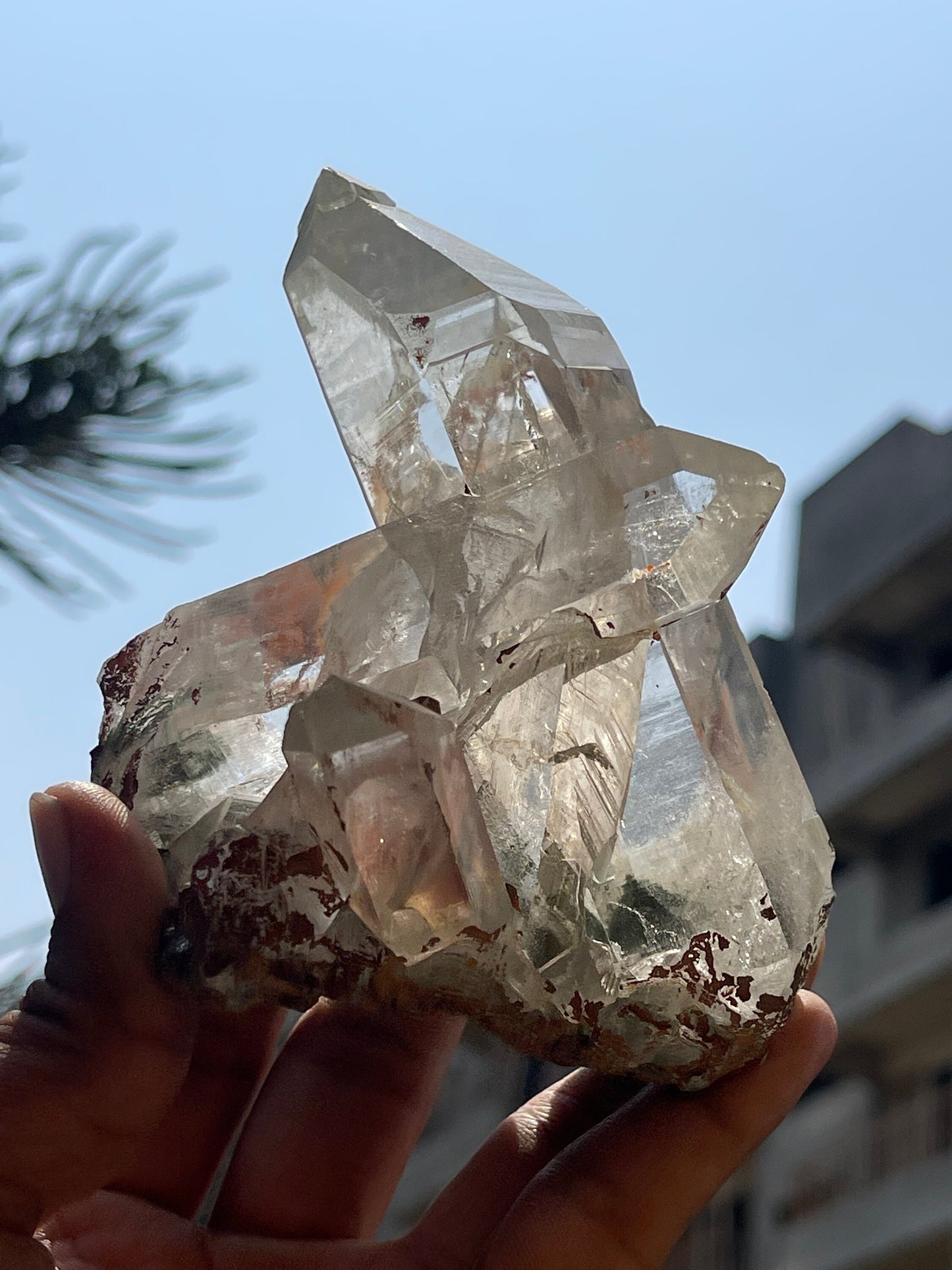 Amazing formation of clear Himalayan quartz crystal inside phantom