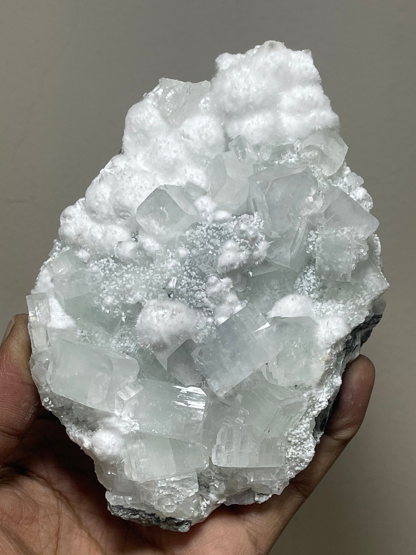 Okenite ball with apophyllite crystals