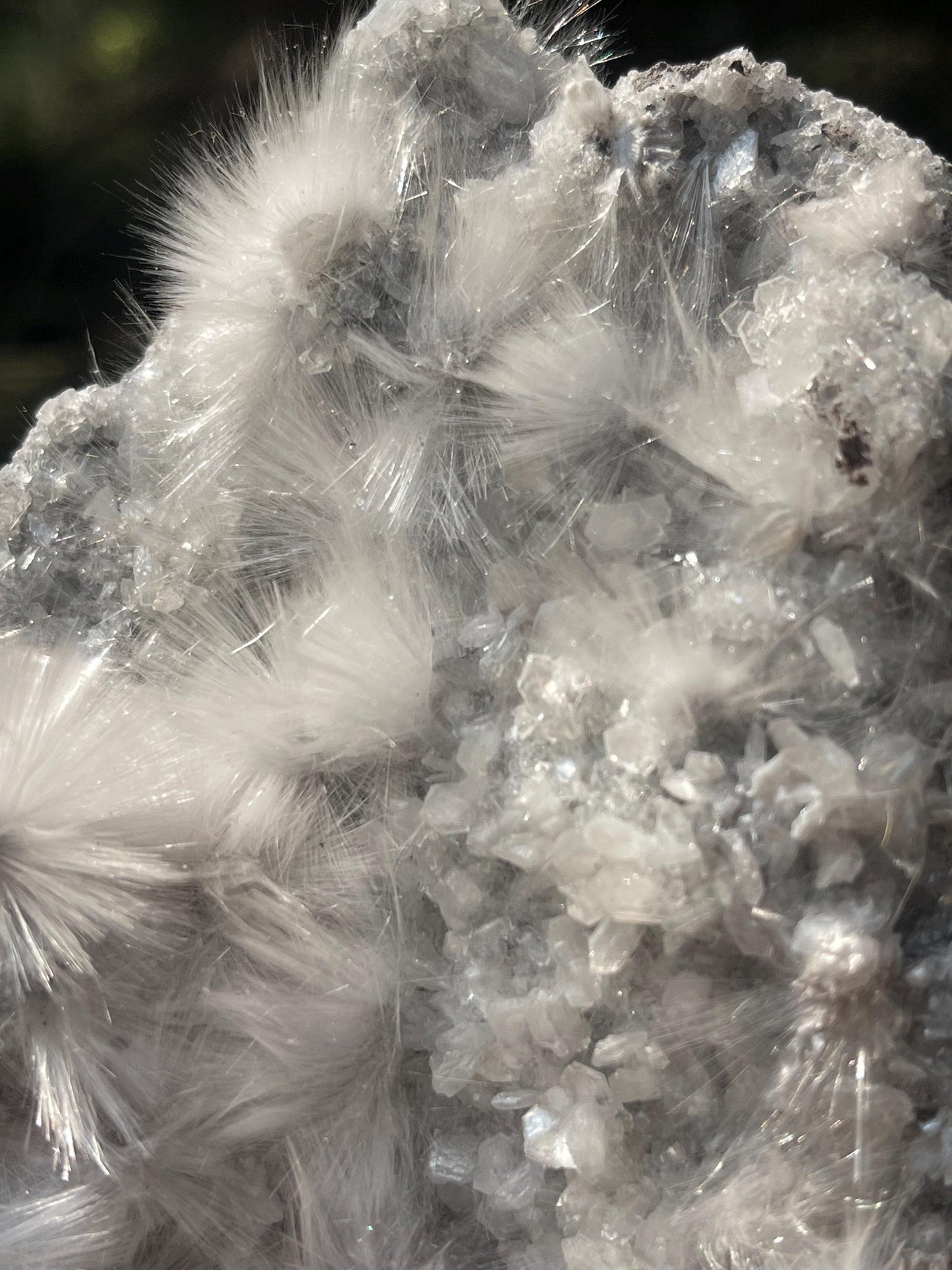 new find mesolite flowers on heulandite matrix