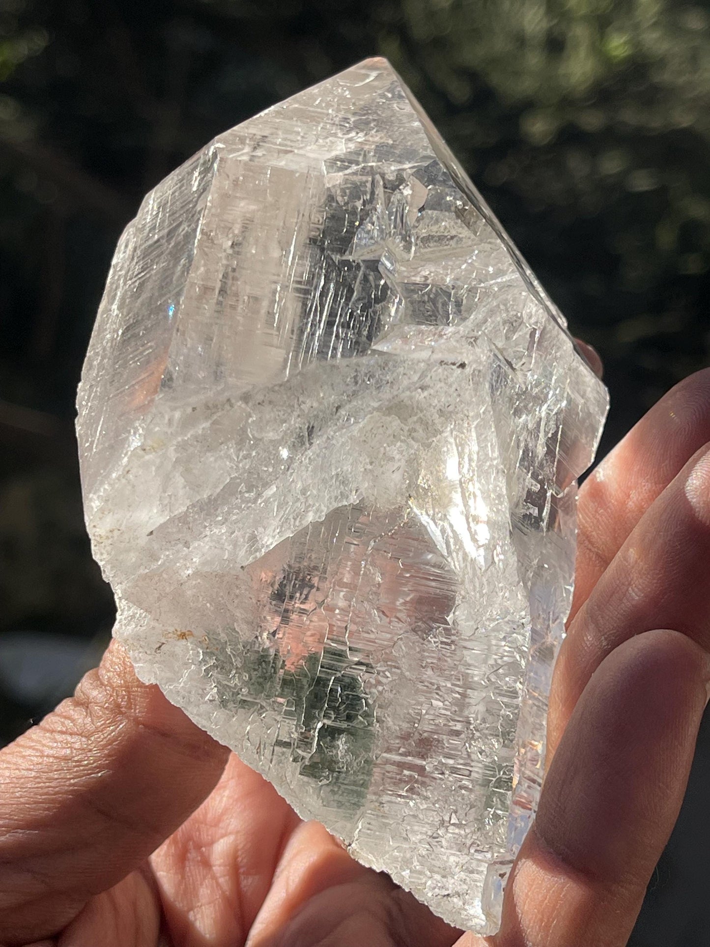 Himalayan clear cathedral quartz crystal with green chloride