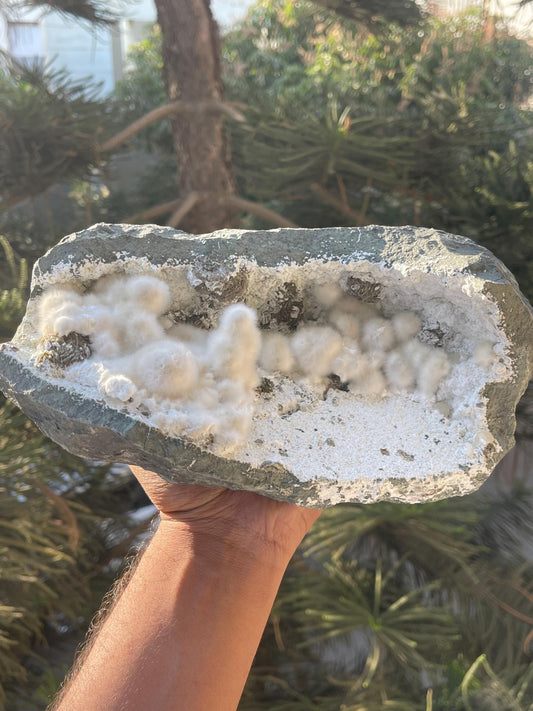 multiple okenite balls inside geode